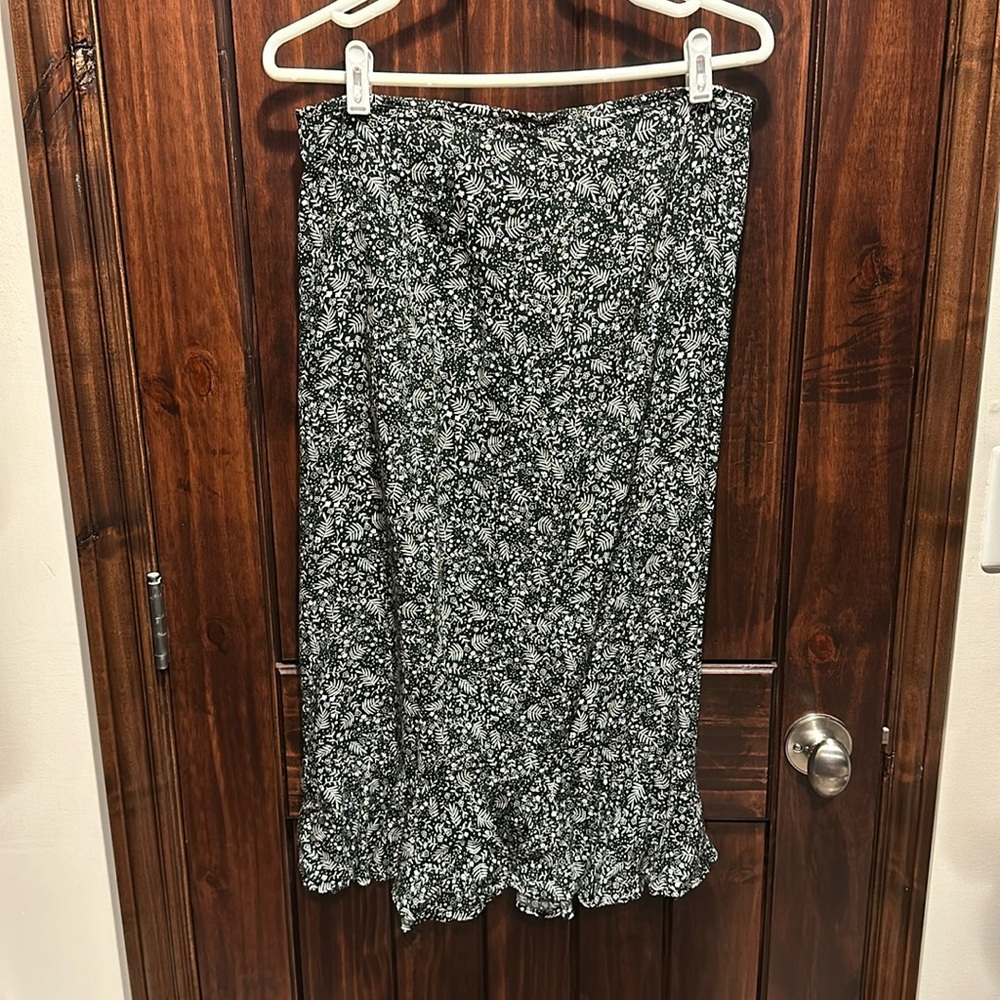 Christopher & Banks Black & White Floral Maxi Skirt